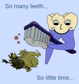 Zahngrafik mit Text: "So many teeth... so little time"